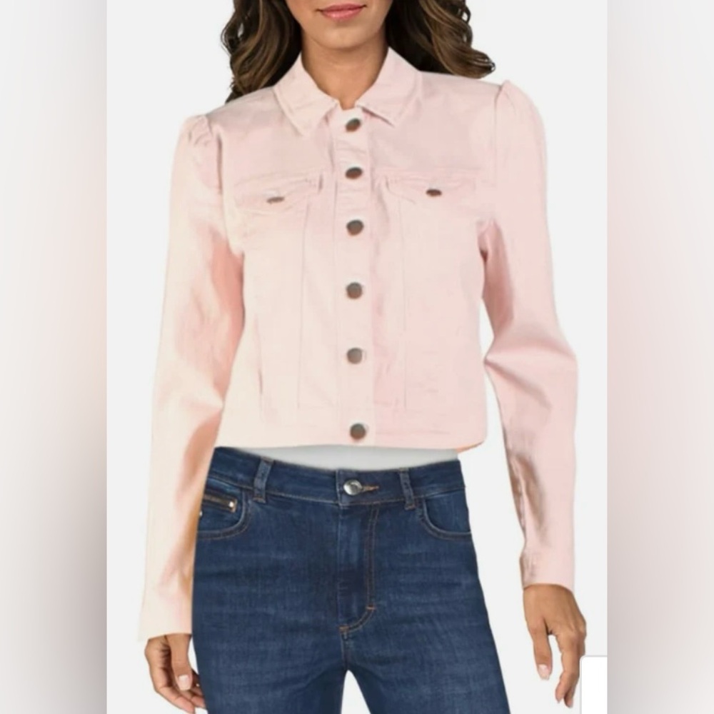 Maison Jules Pink Stretch Denim Jacket
